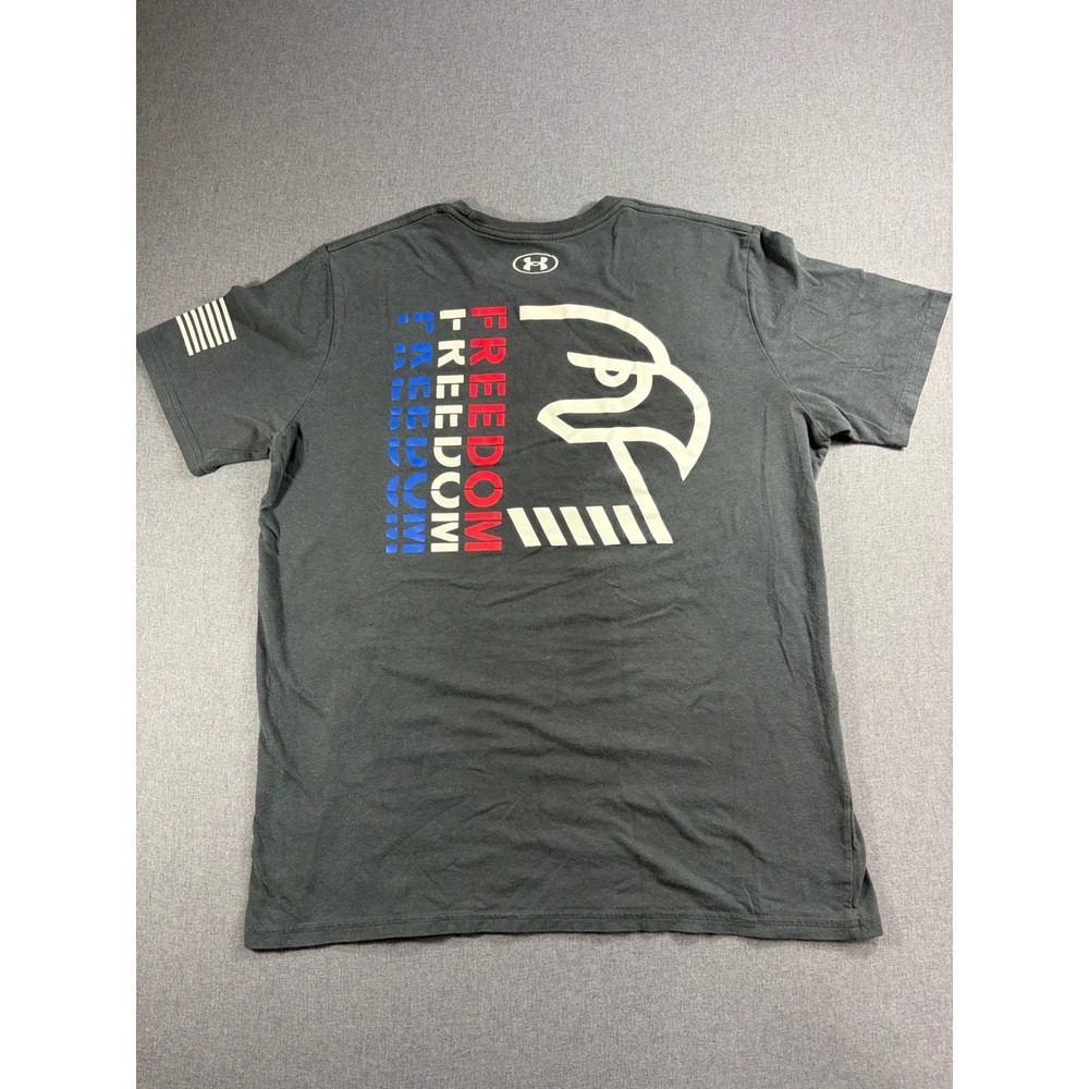 Under Armour Freedom Eagle Graphic T-Shirt Mens XL Gray Short Sleeve Loose Fit